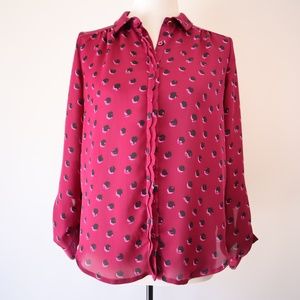 🌼4 for $20 ELLE Dot Pattern Button Blouse